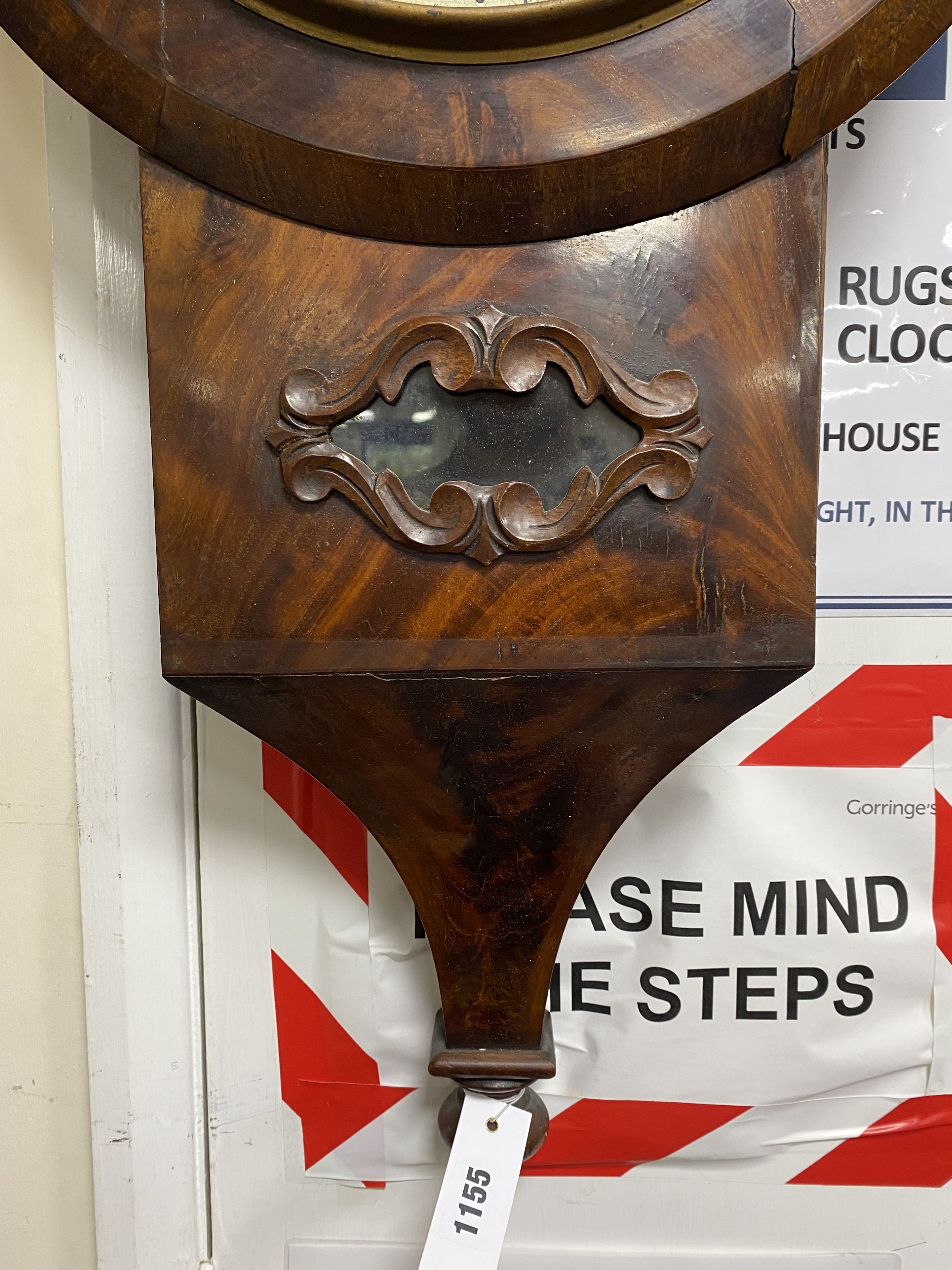 A Regency mahogany eight day drop dial wall clock, height 80cm
